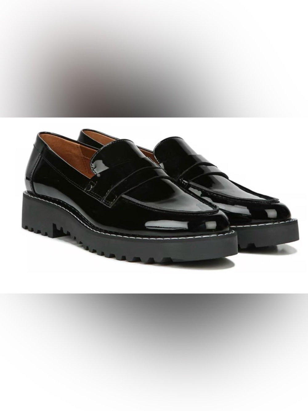 Franco Sorto Cassandra Patent Leather Penny Loafers 11 Black Rubber Platforms
